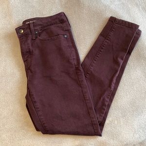 Soft wine colored denim high rise skinny